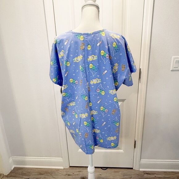 MHD WOMEN'S SCRUB TOP SIZE Large IT'S A BOY IT'S A GIRL NOVELTY NICU - Picture 4 of 11